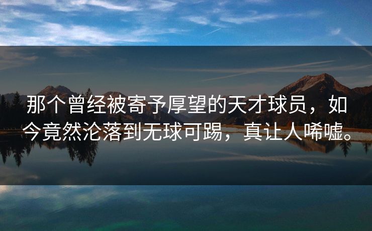 那个曾经被寄予厚望的天才球员，如今竟然沦落到无球可踢，真让人唏嘘。